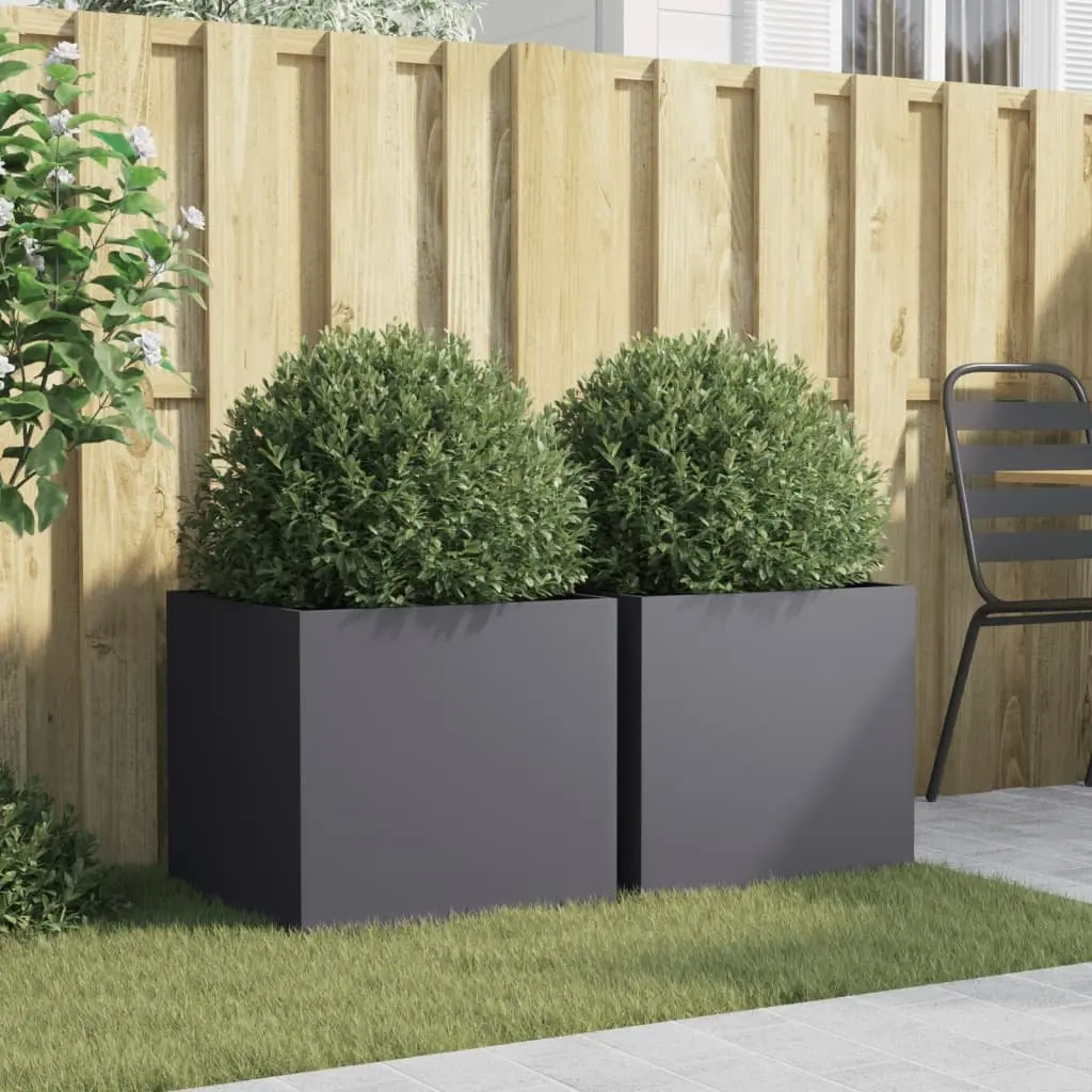 Garden Planters Cold-rolled Steel 49L x 47W x 46H cm Anthracite 2 Piece
