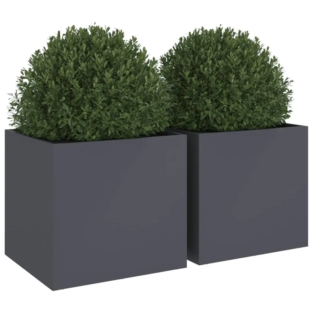 Garden Planters Cold-rolled Steel 49L x 47W x 46H cm Anthracite 2 Piece