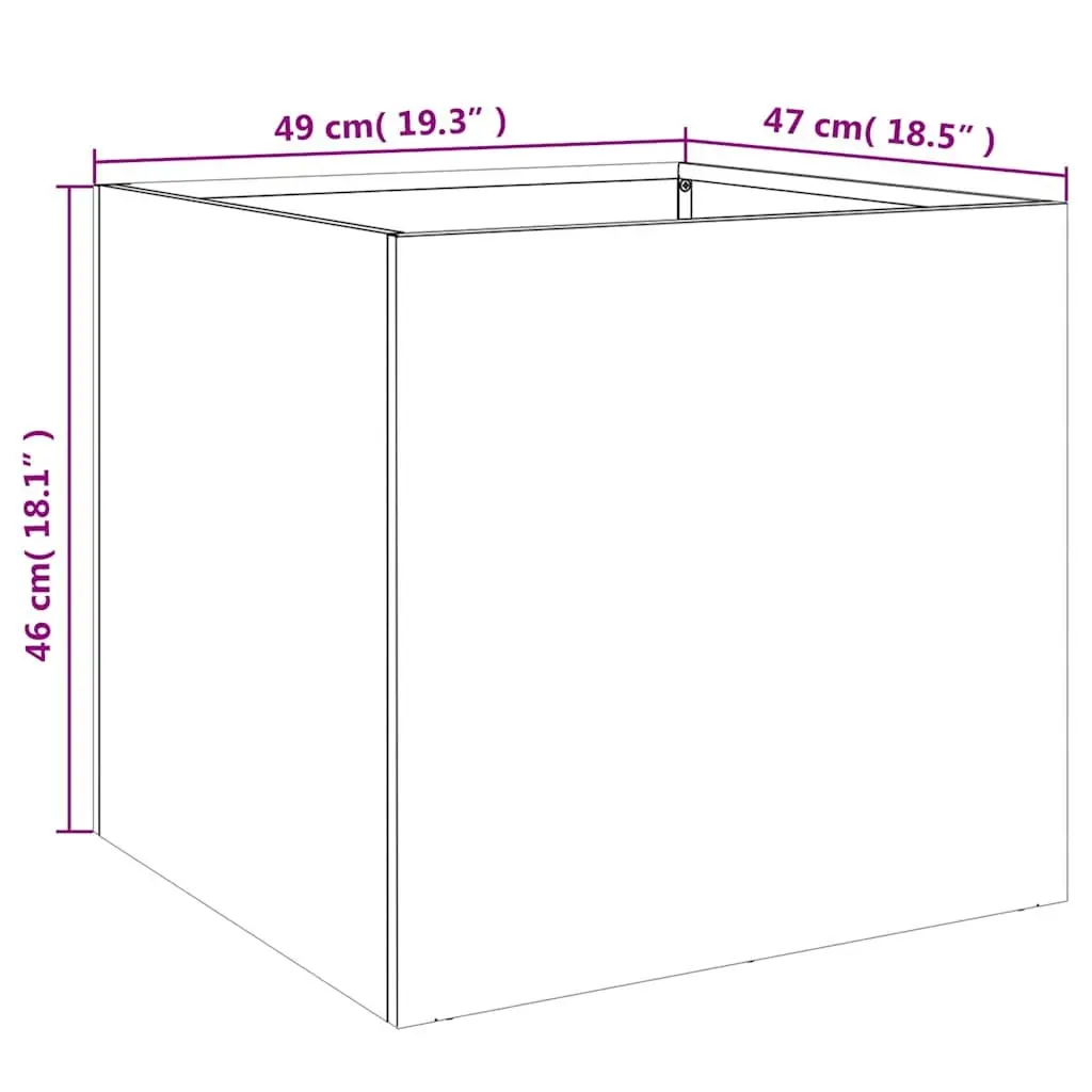 Galvanised Steel Garden Planters 49x47x46cm Silver Set of 2 Outdoor Pots
