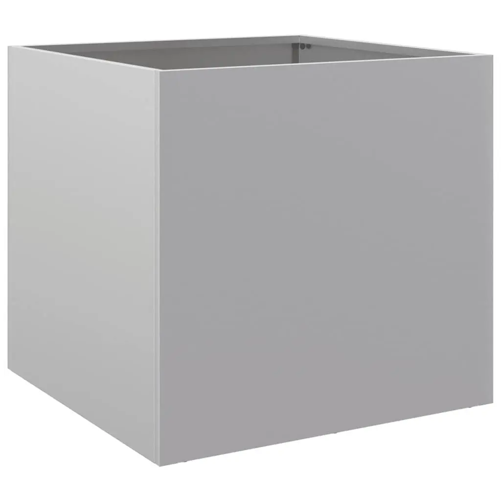 Galvanised Steel Garden Planters 49x47x46cm Silver Set of 2 Outdoor Pots