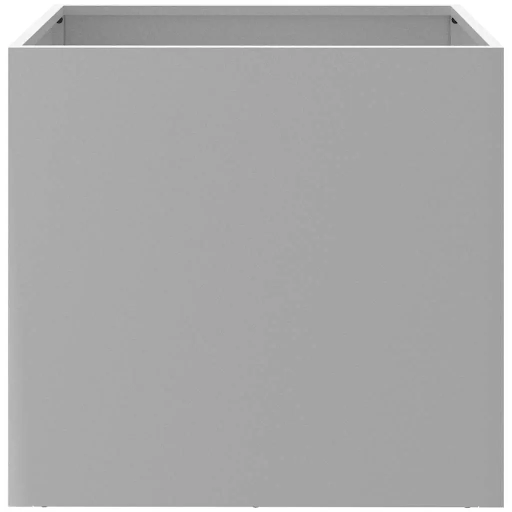 Galvanised Steel Garden Planters 49x47x46cm Silver Set of 2 Outdoor Pots