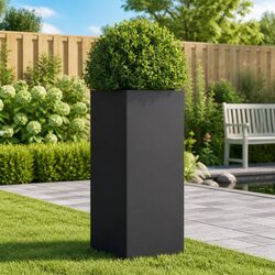 Versatile Black Steel Planter for Home Use