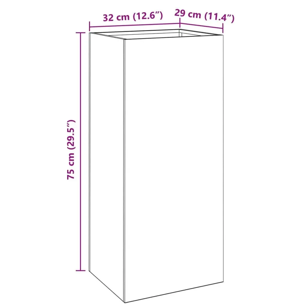 Steel Planter Cold-rolled Black 32 x 29 x 75 cm Outdoor Garden Bed Balcony Flower Box