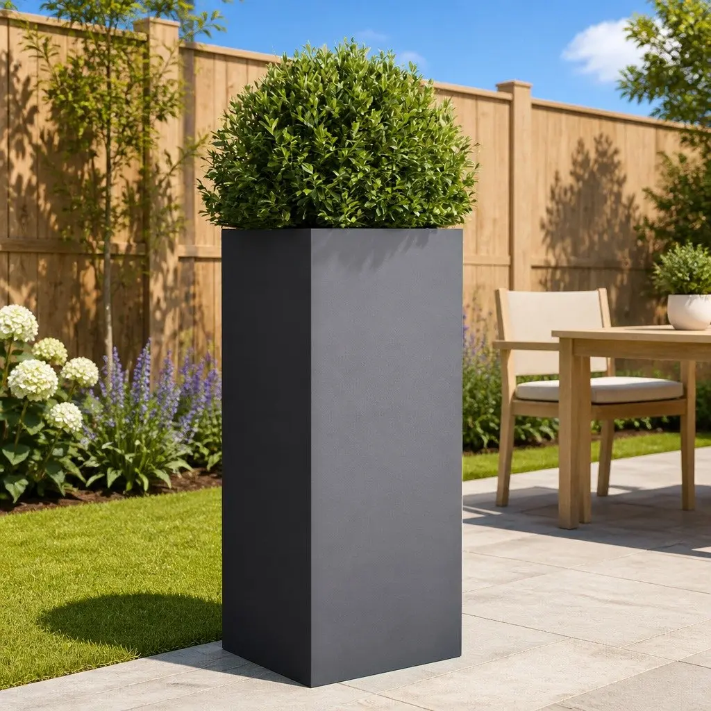 Steel Planter Cold-rolled Steel 32 x 29 x 75 cm Anthracite Garden Flower Box Pots Raised Bed Outdoor Decoration