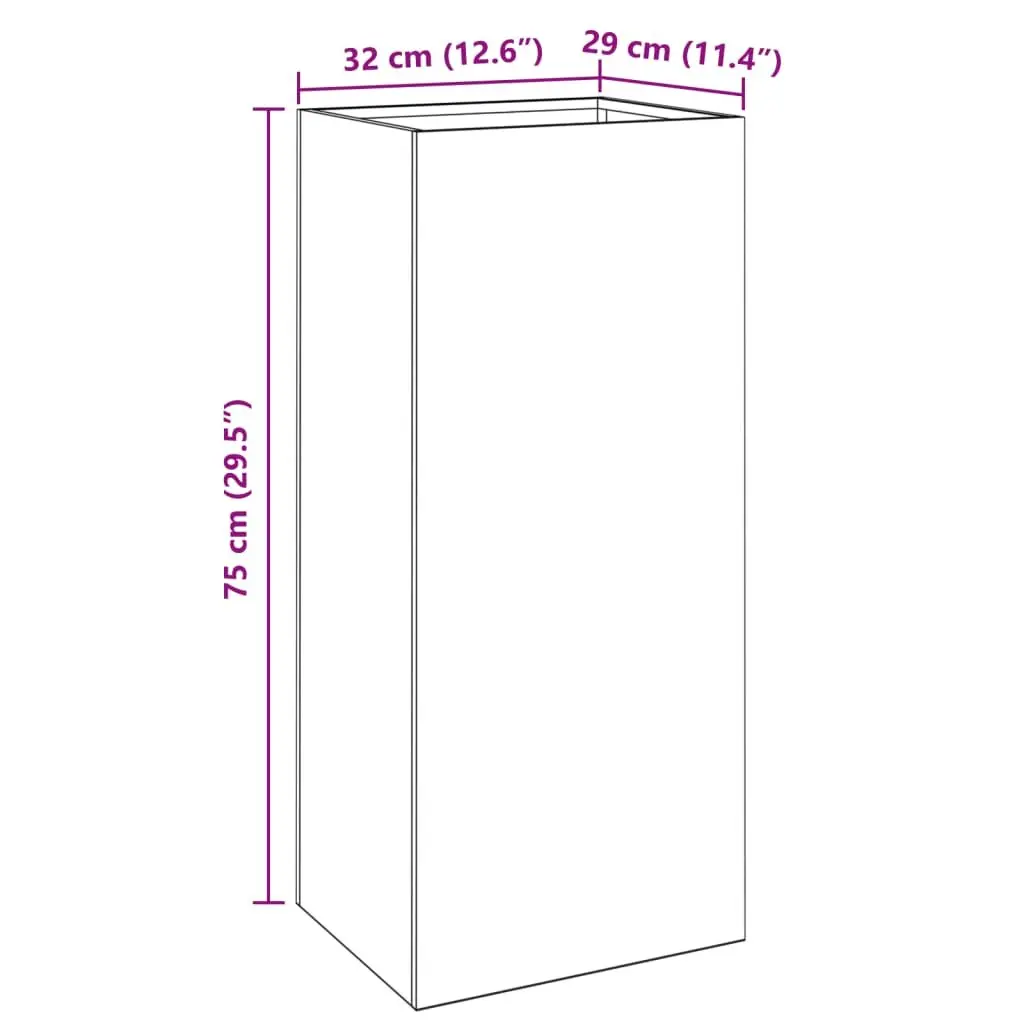 Steel Planter Cold-rolled Steel 32 x 29 x 75 cm Anthracite Garden Flower Box Pots Raised Bed Outdoor Decoration
