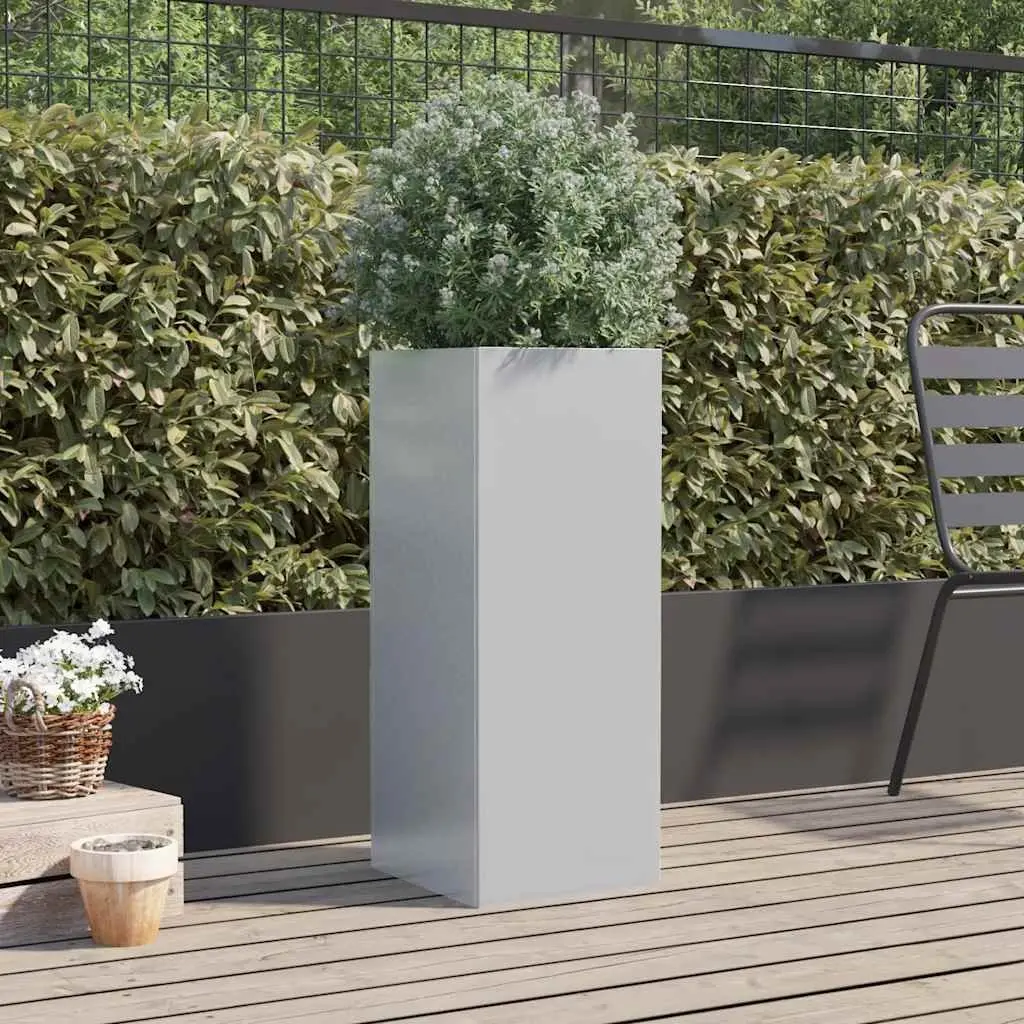 Galvanised Steel Raised Bed Garden Planter 32x29x75cm Silver Outdoor Patio Flower Box