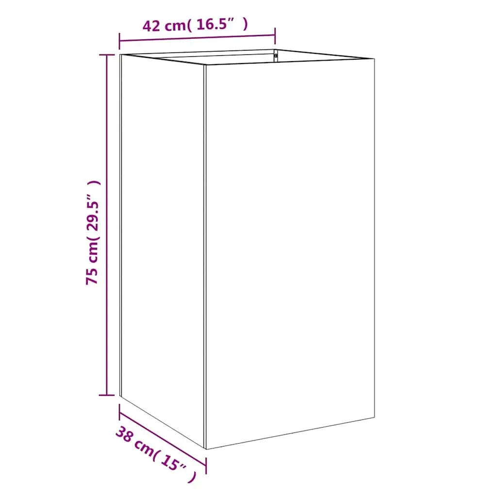 Galvanised Steel Planter Silver 42x38x75 cm Garden Pots Flowers Herbs Balcony