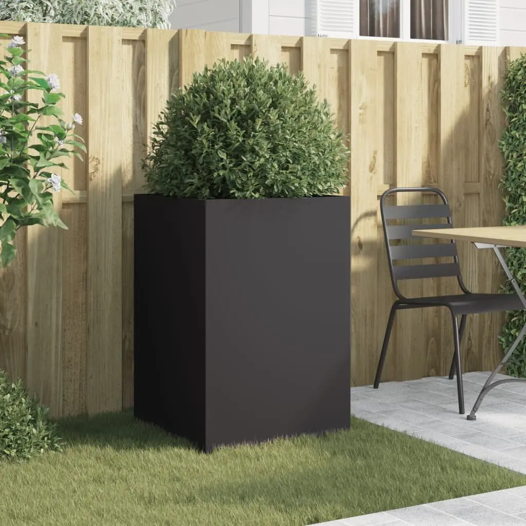 Steel Planter Box Outdoor Garden Raised Bed Flower Container Black 52x48x75cm Durable Frame for Balcony Patio Decor