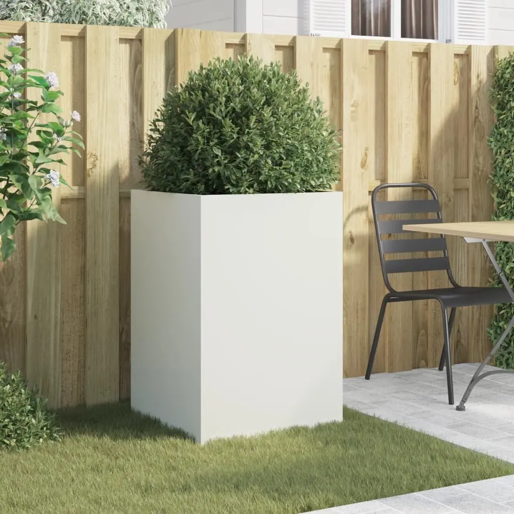 White Steel Planter Raised Flower Bed Garden Decorative Pot Box Outdoor Indoor