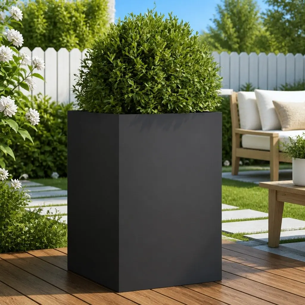 Anthracite Planter Box 52x48x75cm Cold Rolled Steel Raised Bed for Garden and Outdoor Flower Display