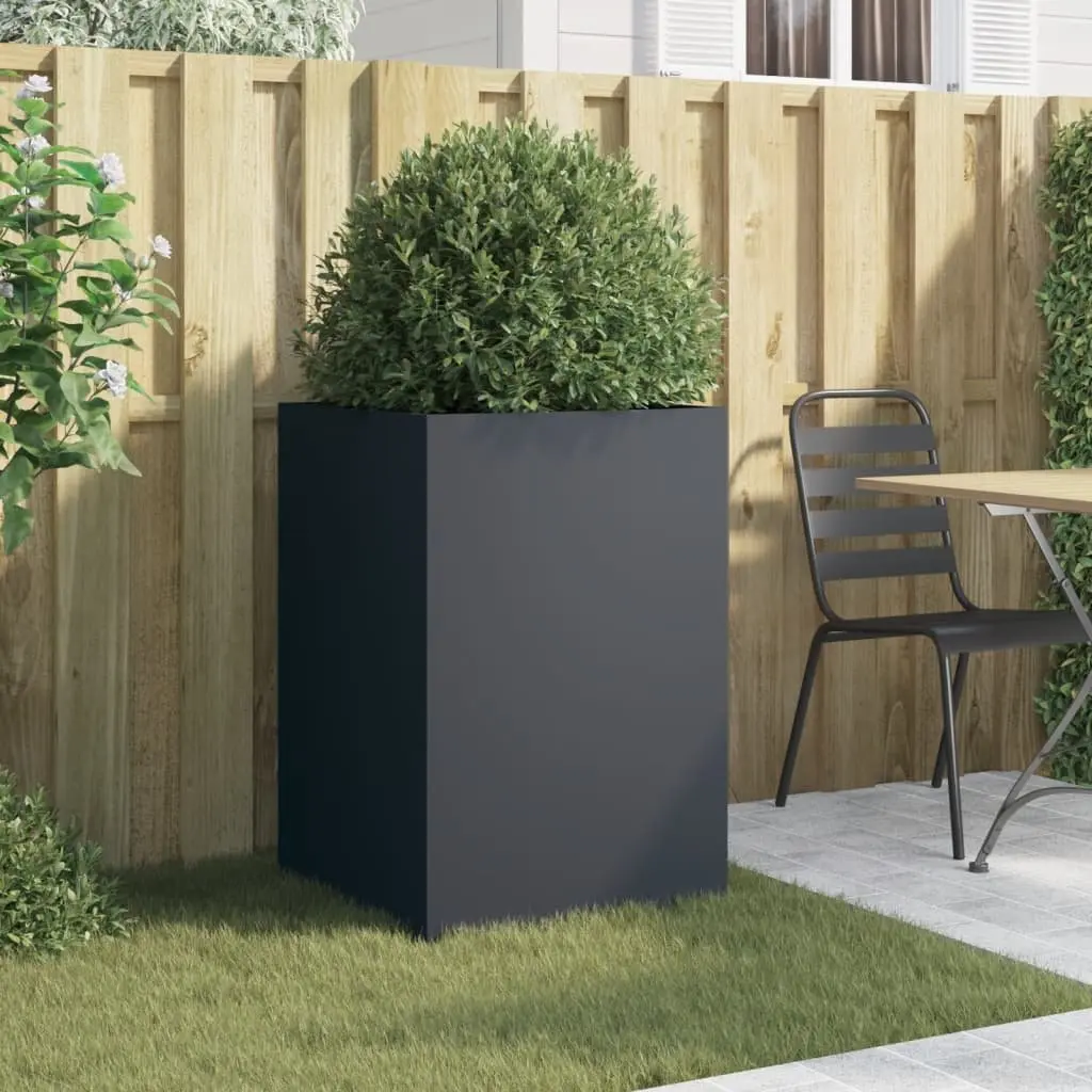 Anthracite Planter Box 52x48x75cm Cold Rolled Steel Raised Bed for Garden and Outdoor Flower Display