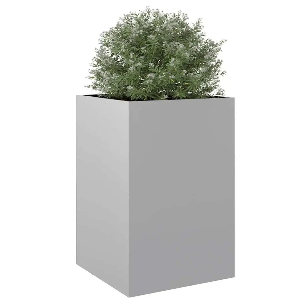 Galvanised Steel Planter Box 52x48x75cm Silver for Outdoor Garden Patio Use