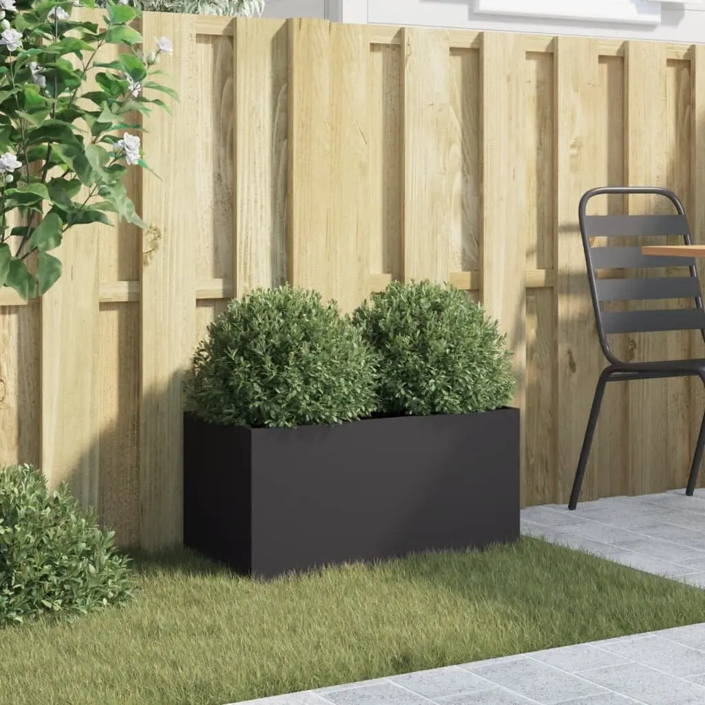 Steel Planter Box Cold Rolled Durable 62x30x29cm Black for Outdoor Garden Patio Balcony Decor
