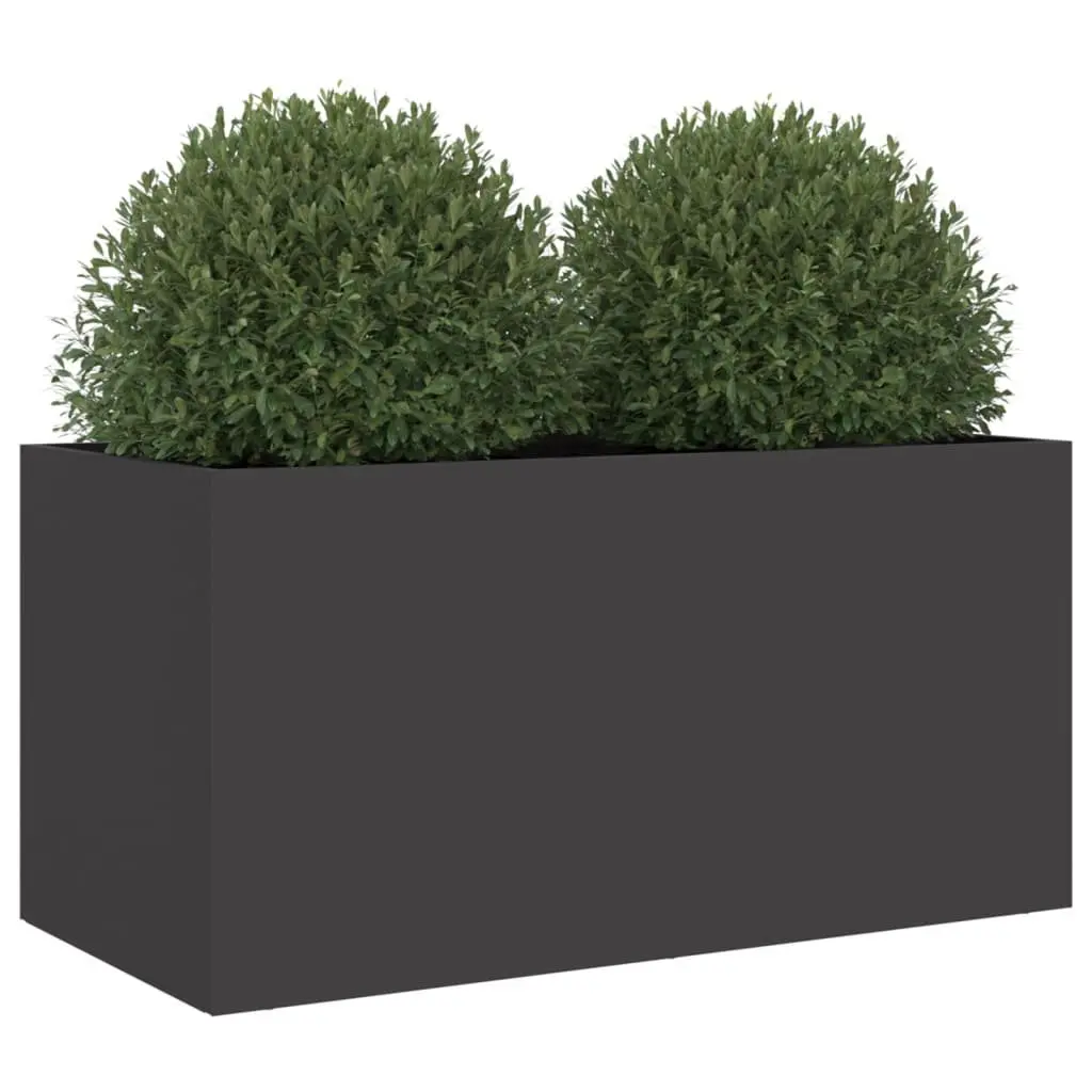 Steel Planter Box Cold Rolled Durable 62x30x29cm Black for Outdoor Garden Patio Balcony Decor