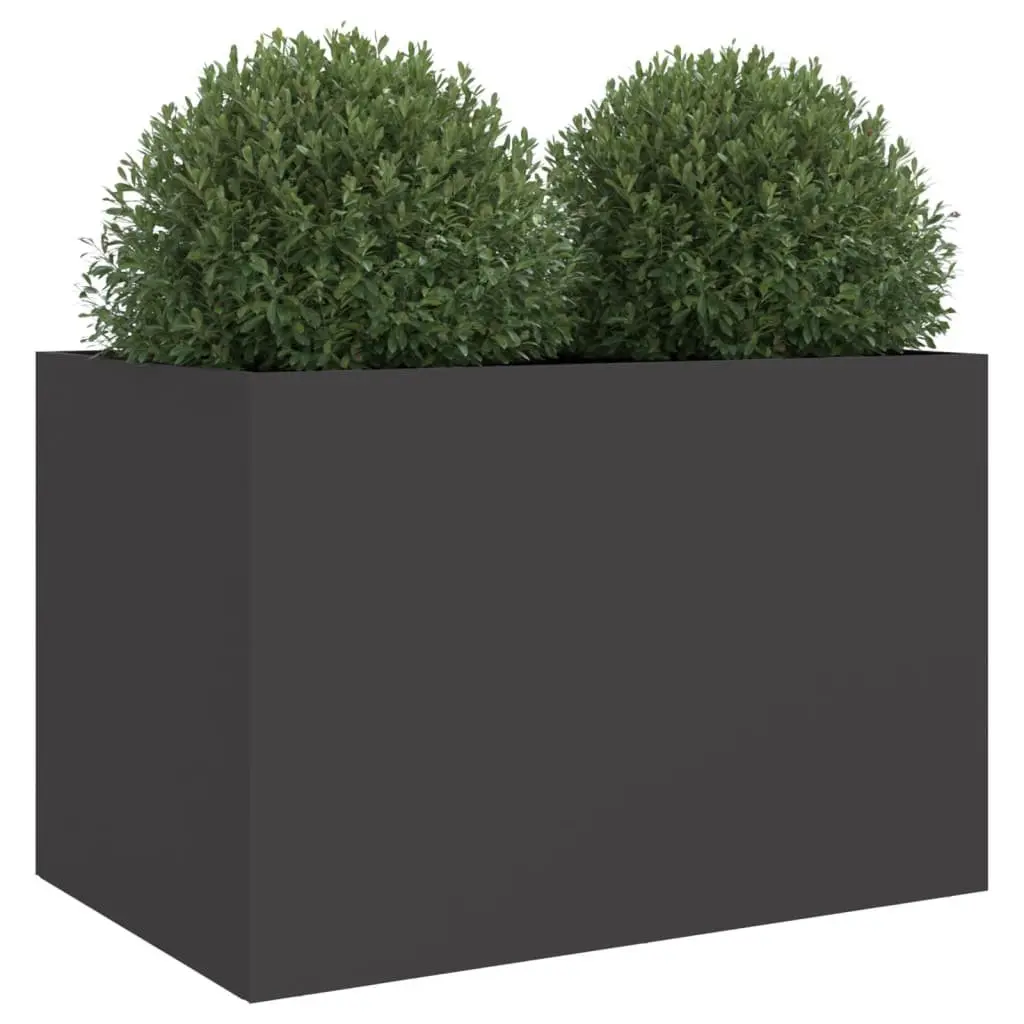 Planter Box Black Cold Rolled Steel 62x40x39cm Sturdy Garden Flower Display Outdoor Patio Decor