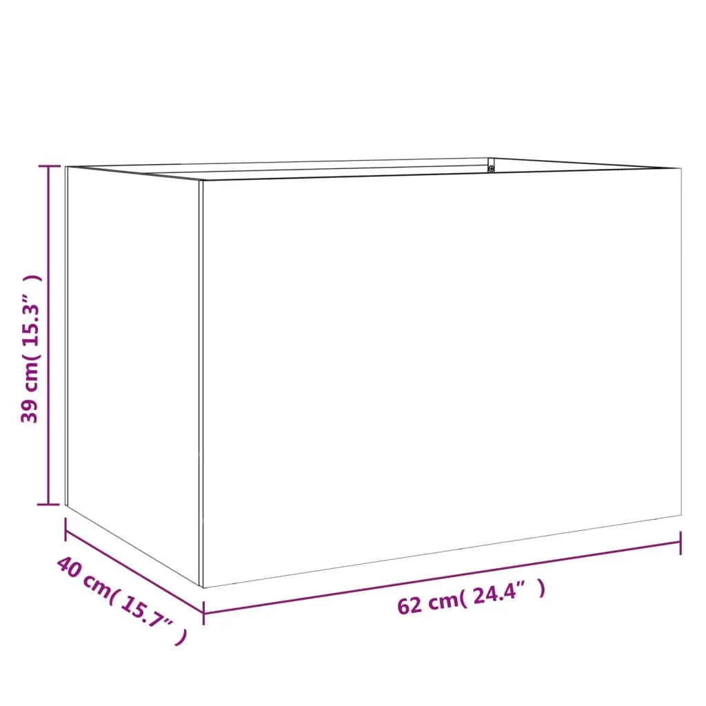 Planter Box Black Cold Rolled Steel 62x40x39cm Sturdy Garden Flower Display Outdoor Patio Decor