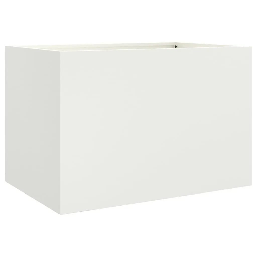 Planter Box Steel 62x40x39 cm White Raised Bed Garden Decoration Outdoor
