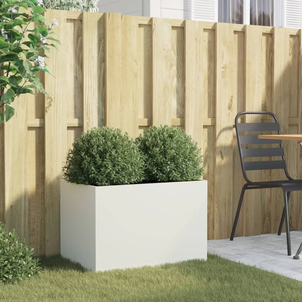 Planter Box Steel 62x40x39 cm White Raised Bed Garden Decoration Outdoor