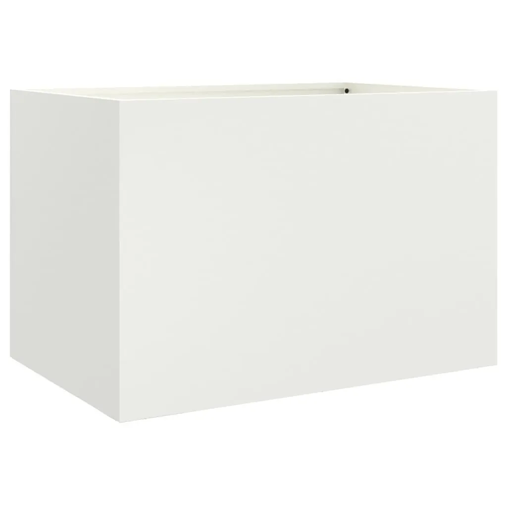 Planter Box Steel 62x40x39 cm White Raised Bed Garden Decoration Outdoor