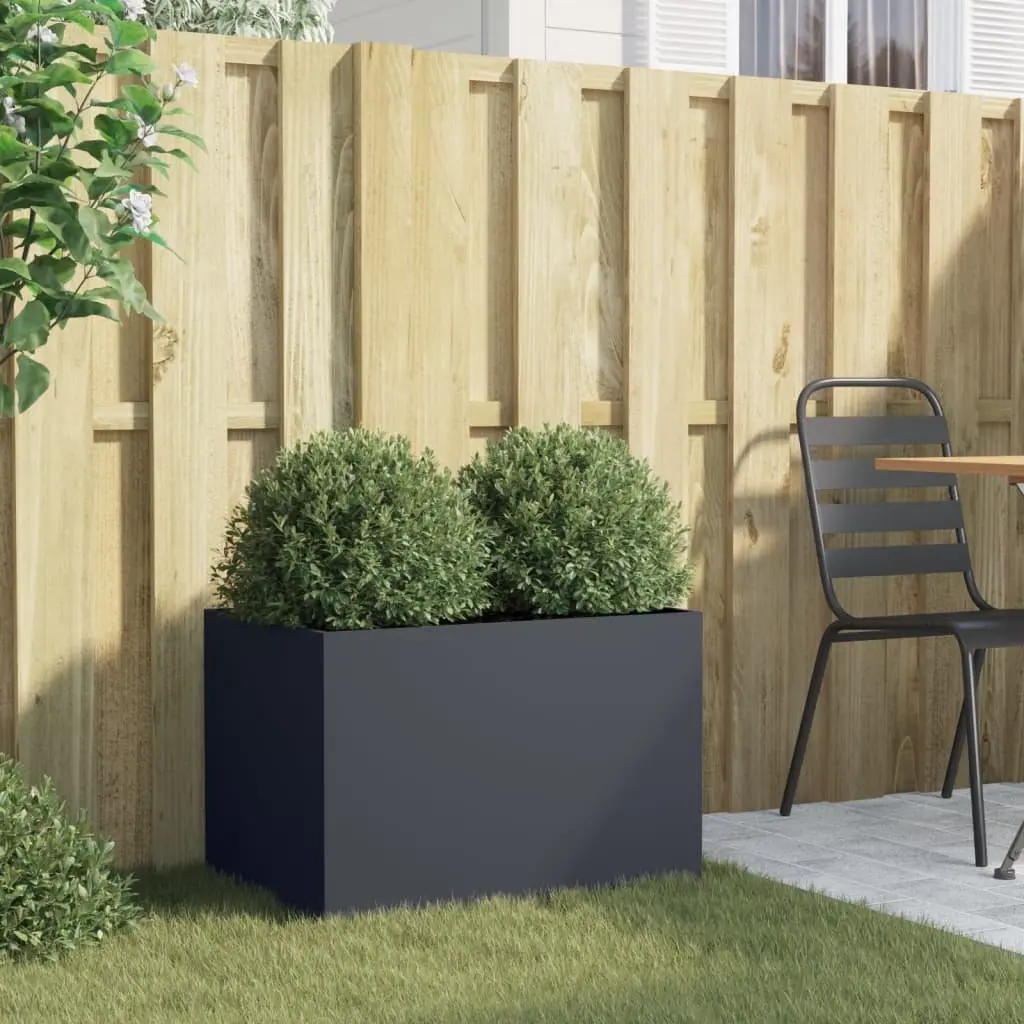 Garden Planter Anthracite 62x40x39 cm Cold Rolled Steel Raised Flower Bed Container Box