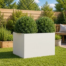 Practical White Steel Planter for Your Home