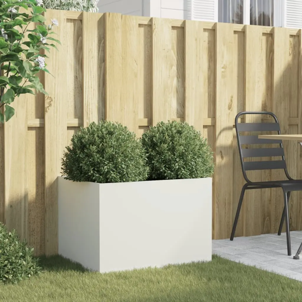 Steel Planter Box White 62 x 47 x 46 cm Outdoor Decorative Flower Container