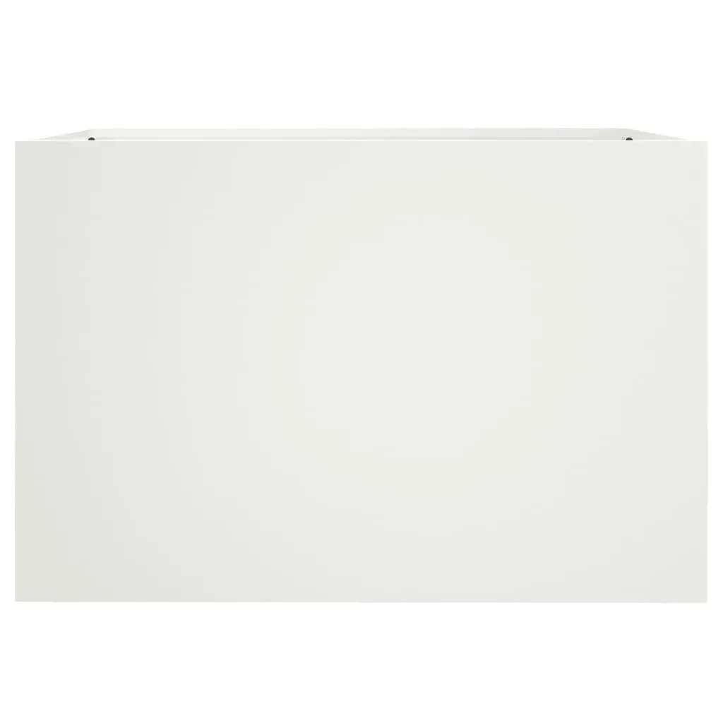 Steel Planter Box White 62 x 47 x 46 cm Outdoor Decorative Flower Container