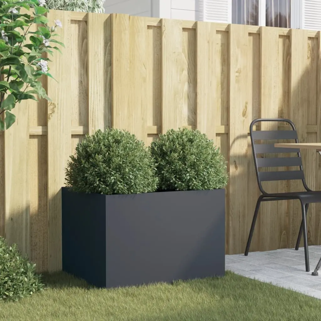 Raised Garden Bed Steel Anthracite Planter Outdoor Decor 62x47x46cm