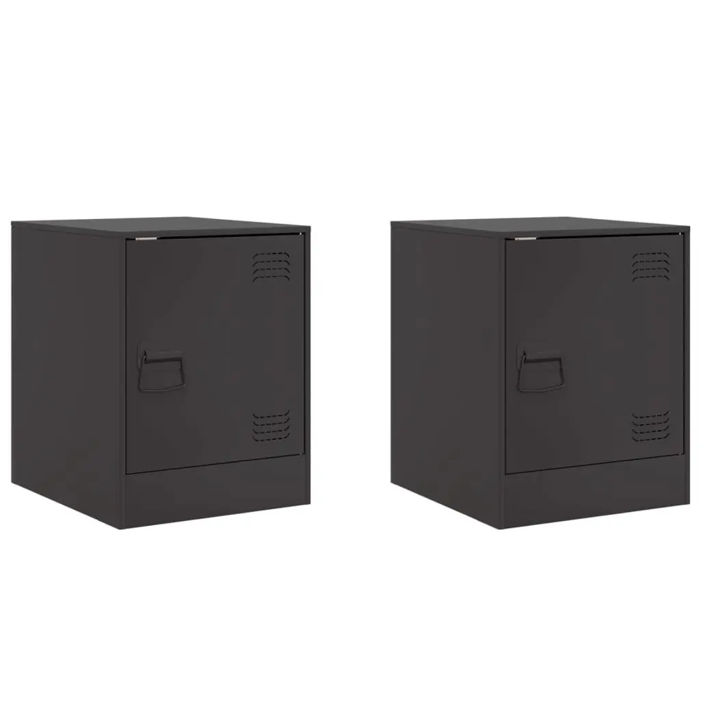 Bedside Cabinets Cold-Rolled Steel 34.5 x 39 x 44 cm Black 2 Pieces
