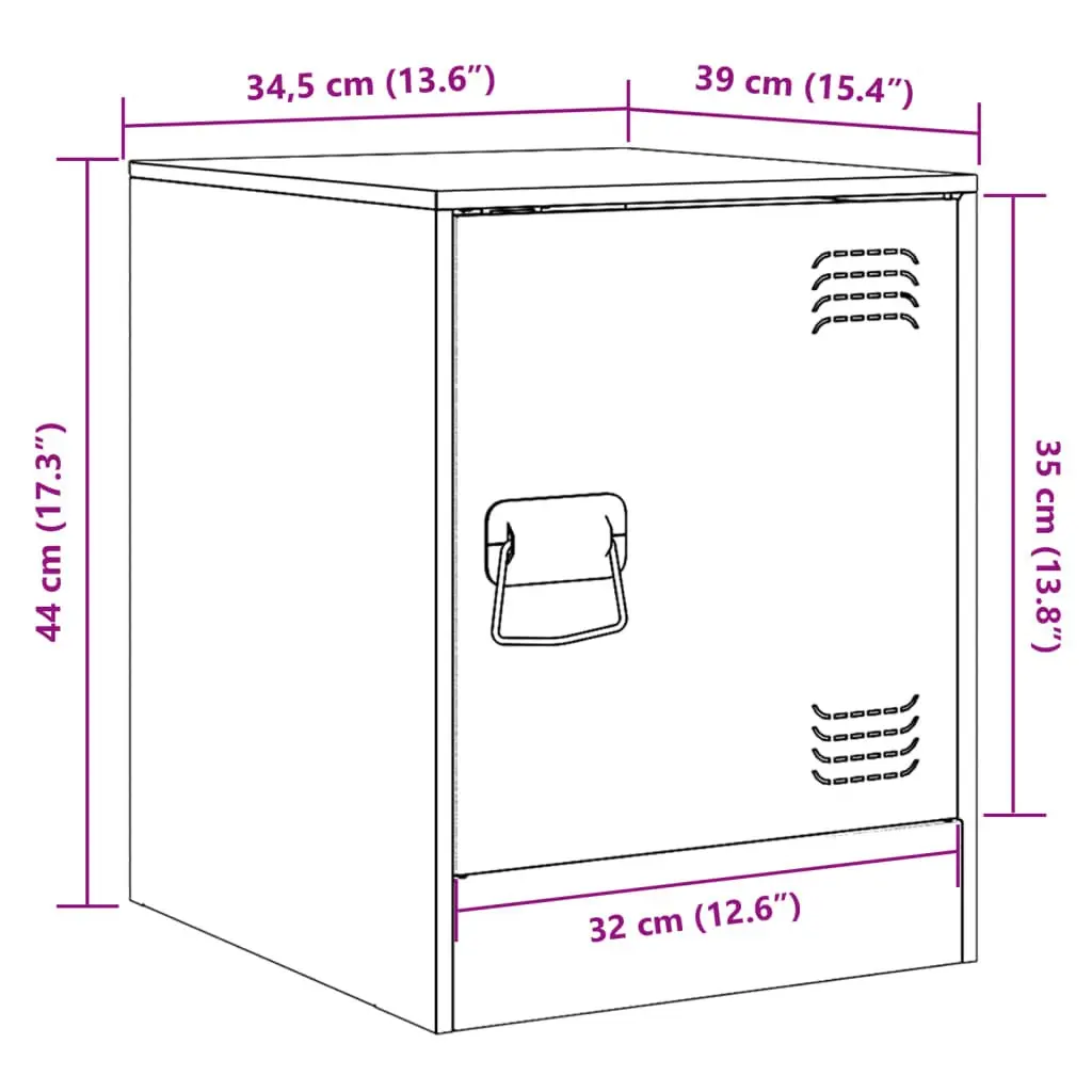 Bedside Cabinets Cold-Rolled Steel 34.5 x 39 x 44 cm Black 2 Pieces