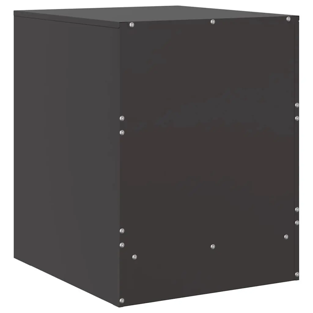 Bedside Tables Steel Black 2 Piece Storage Cabinets Nightstand Furniture