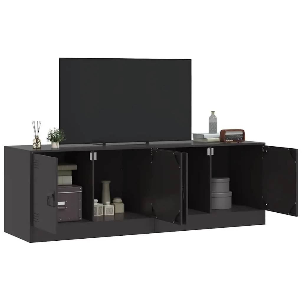 TV Cabinet Cold-Rolled Steel Frame 67x39x44cm Black Set of 2