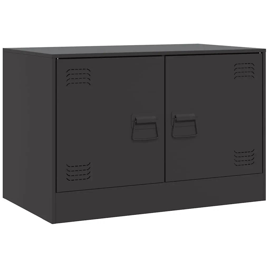 TV Cabinet Cold-Rolled Steel Frame 67x39x44cm Black Set of 2