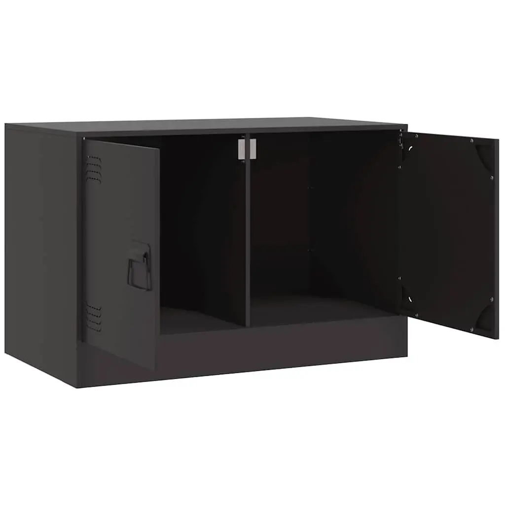 TV Cabinet Cold-Rolled Steel Frame 67x39x44cm Black Set of 2