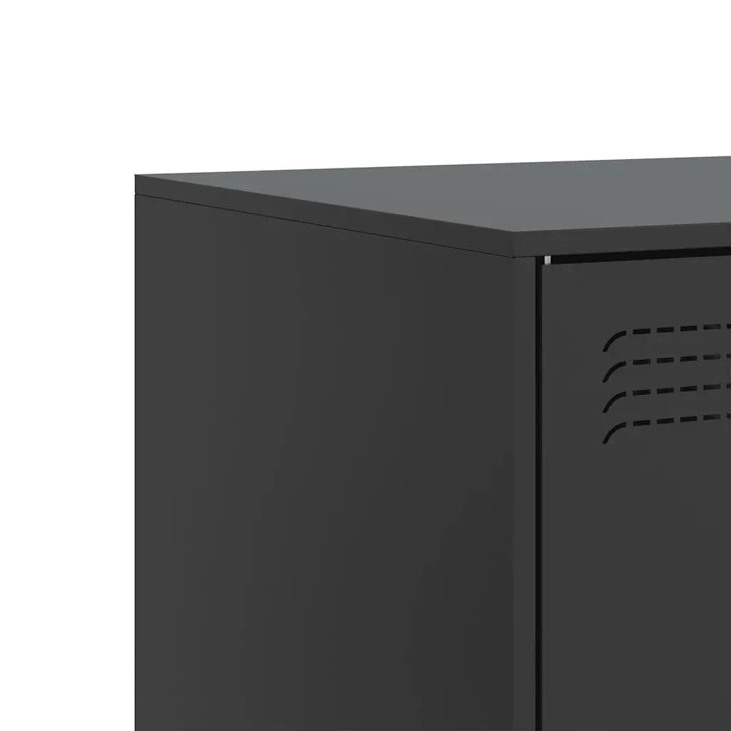 TV Cabinet Cold-Rolled Steel Frame 67x39x44cm Black Set of 2