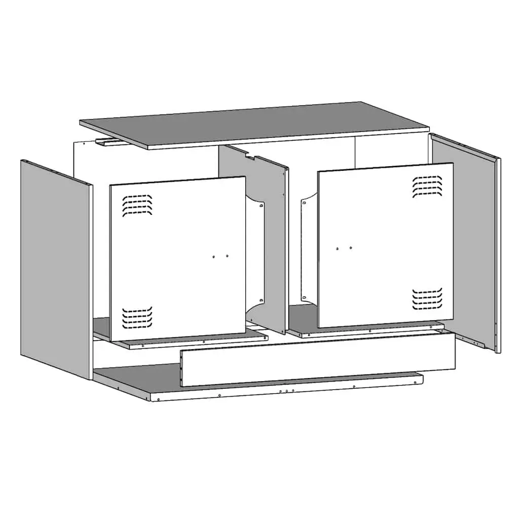 TV Cabinet Cold-Rolled Steel Frame 67x39x44cm Black Set of 2