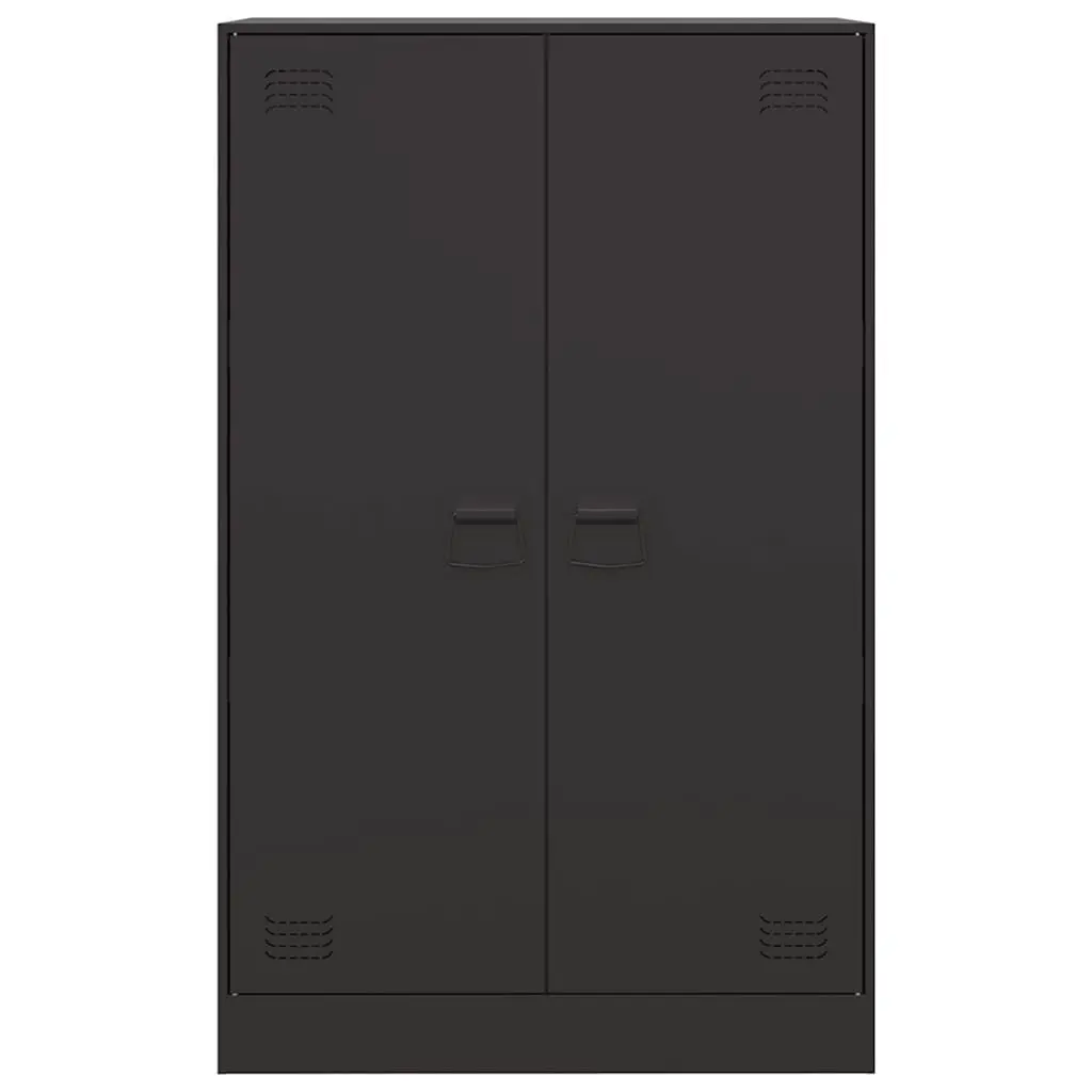 Black Sideboard Storage Cabinet with Steel Frame and Handles 67x39x107cm