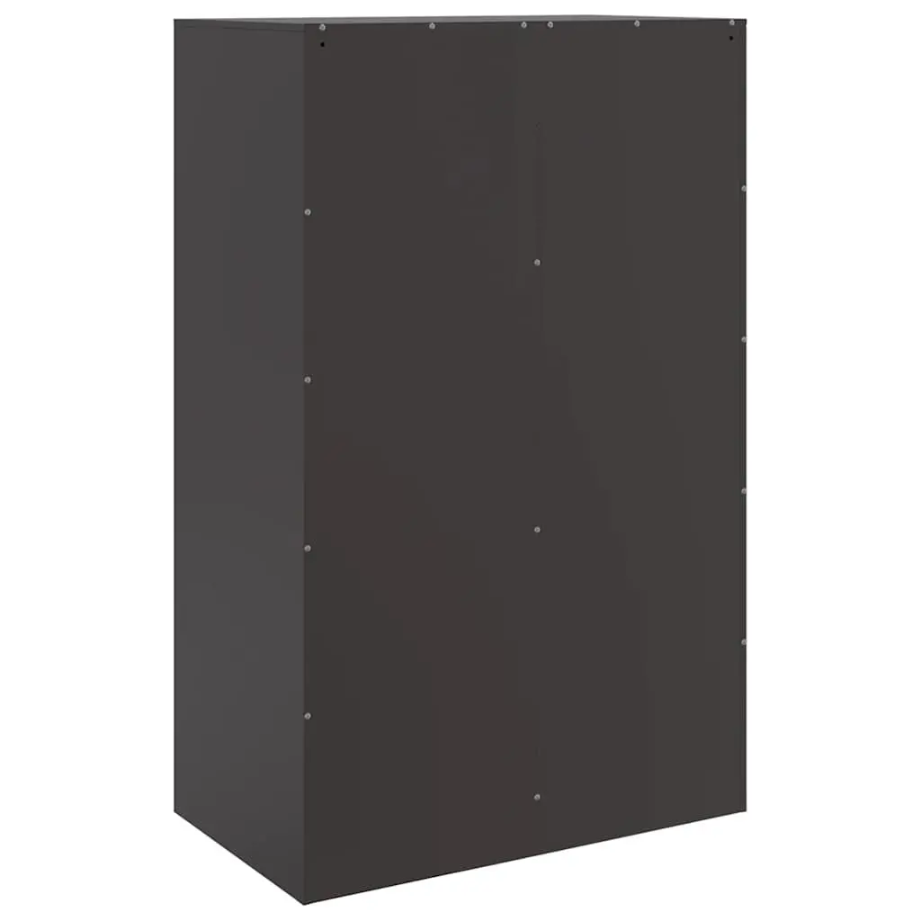 Black Sideboard Storage Cabinet with Steel Frame and Handles 67x39x107cm