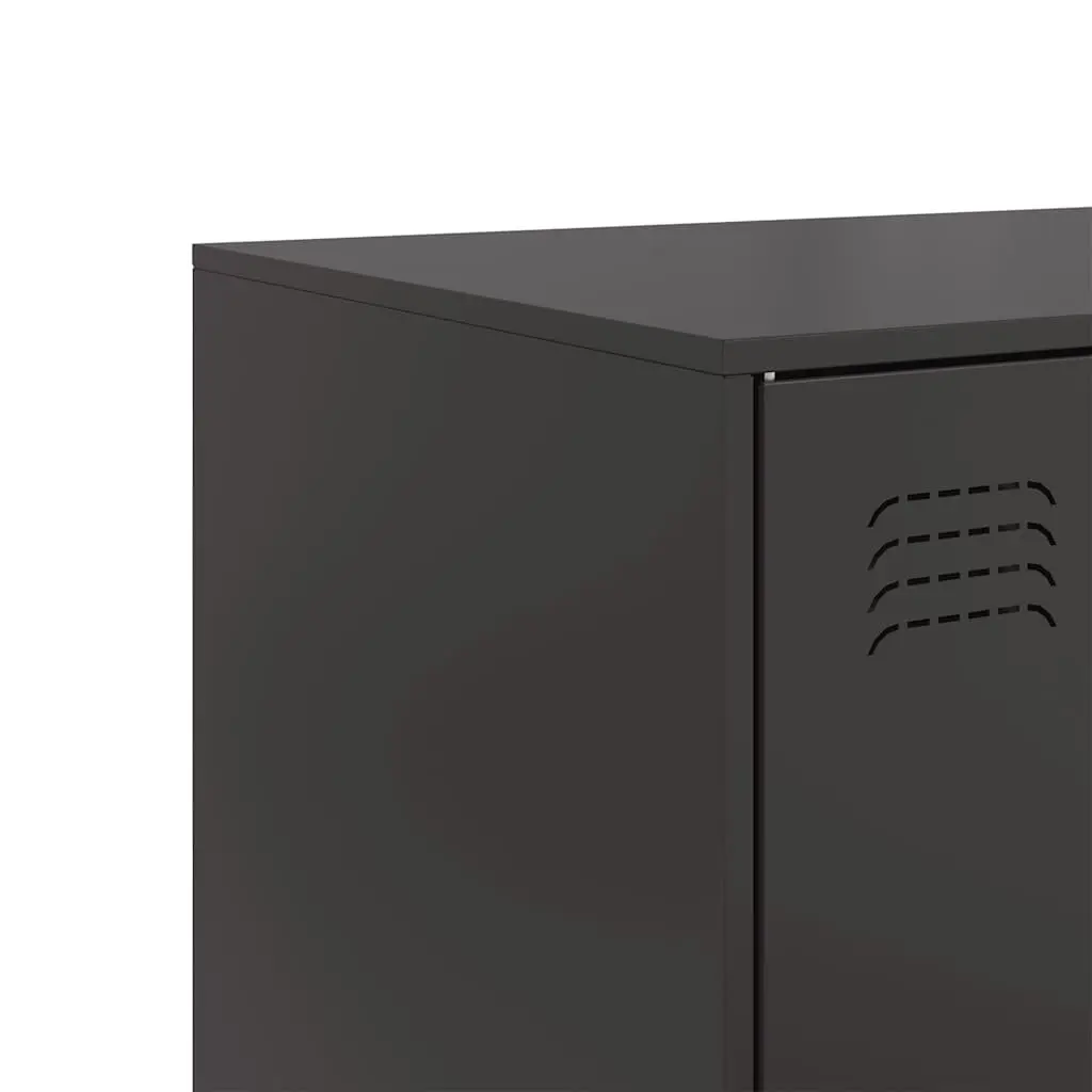 Black Sideboard Storage Cabinet with Steel Frame and Handles 67x39x107cm