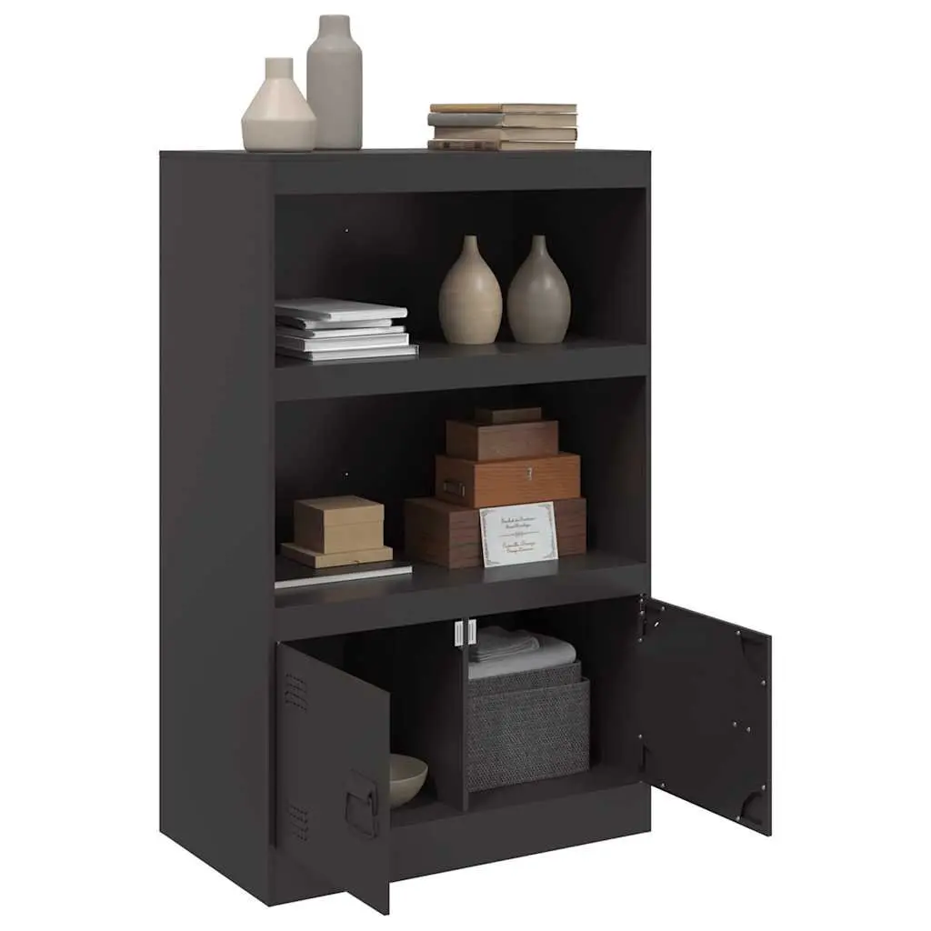 Sideboard Steel Frame Black 67x39x107 cm Storage Cabinet Buffet Furniture