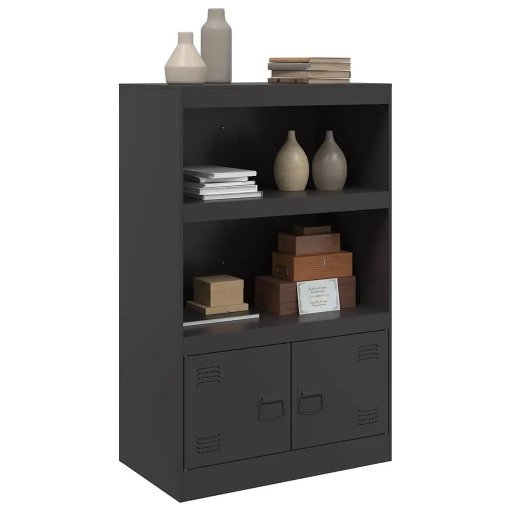 Sideboard Steel Frame Black 67x39x107 cm Storage Cabinet Buffet Furniture