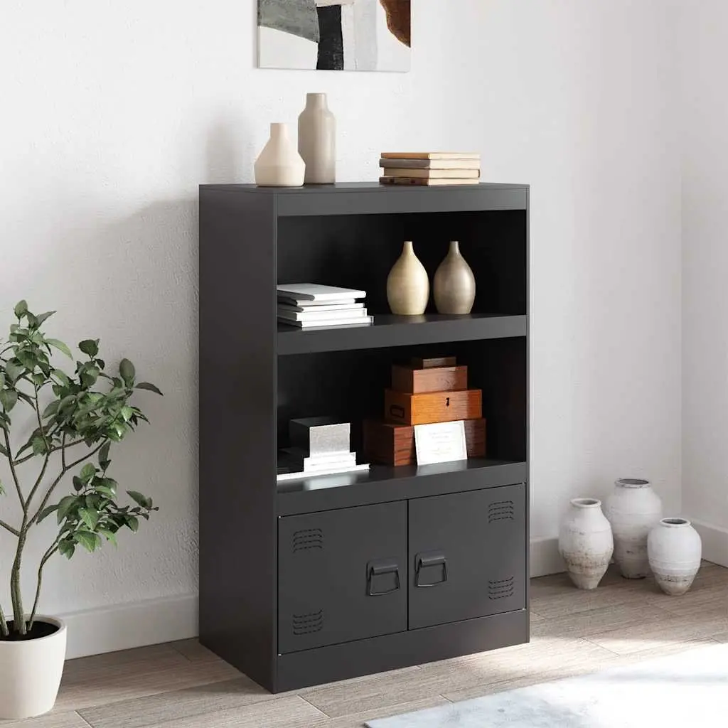 Sideboard Steel Frame Black 67x39x107 cm Storage Cabinet Buffet Furniture