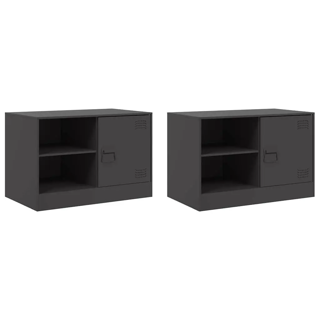 TV Cabinet 2 Pieces Black 67x39x44 cm Storage Unit Display Furniture