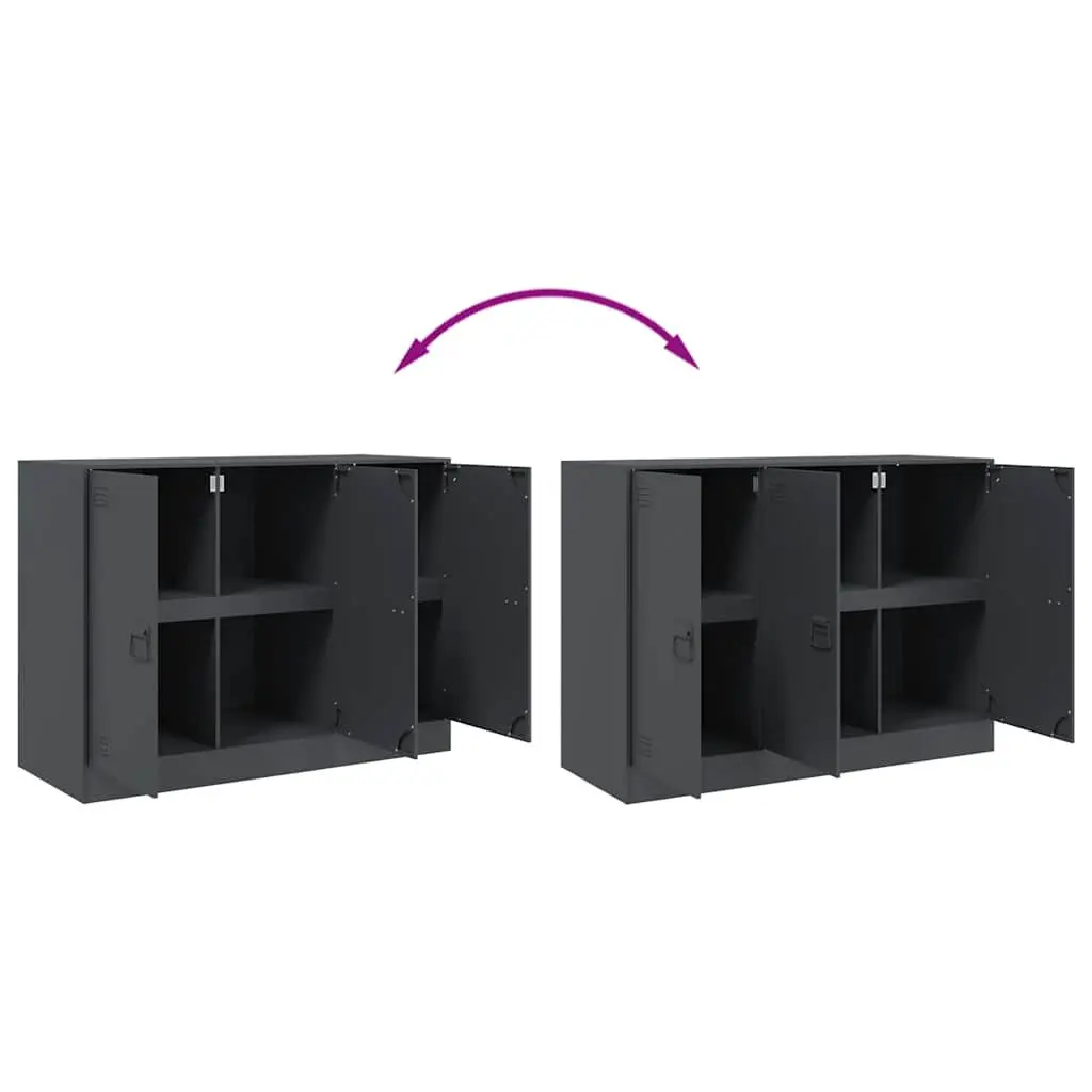 Sideboard Anthracite Storage Cabinet Steel Frame Living Room Furniture