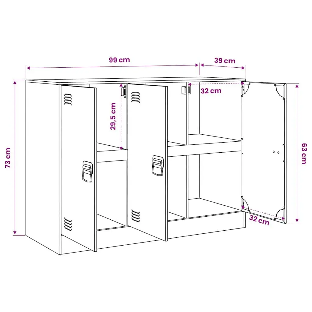 Sideboard Anthracite Storage Cabinet Steel Frame Living Room Furniture