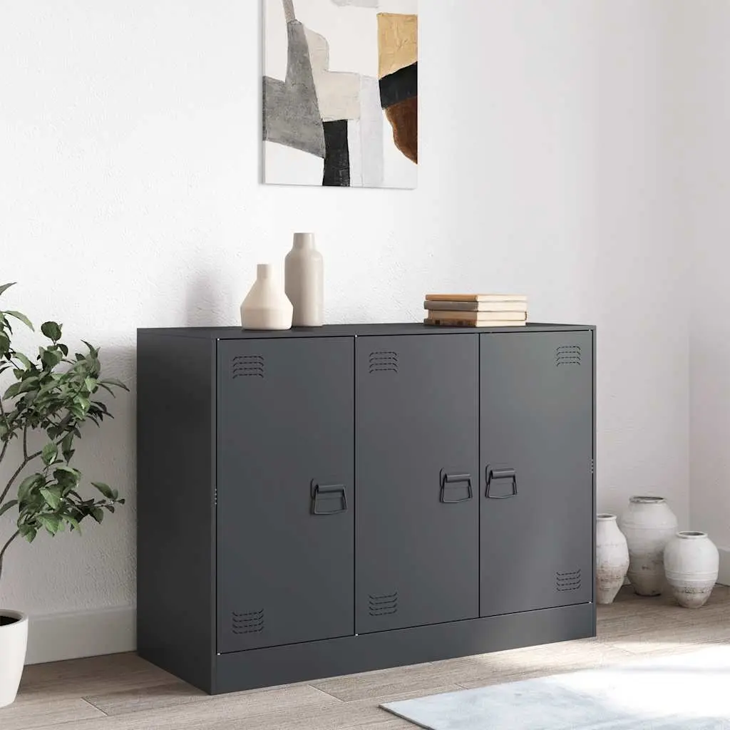 Sideboard Anthracite Storage Cabinet Steel Frame Living Room Furniture