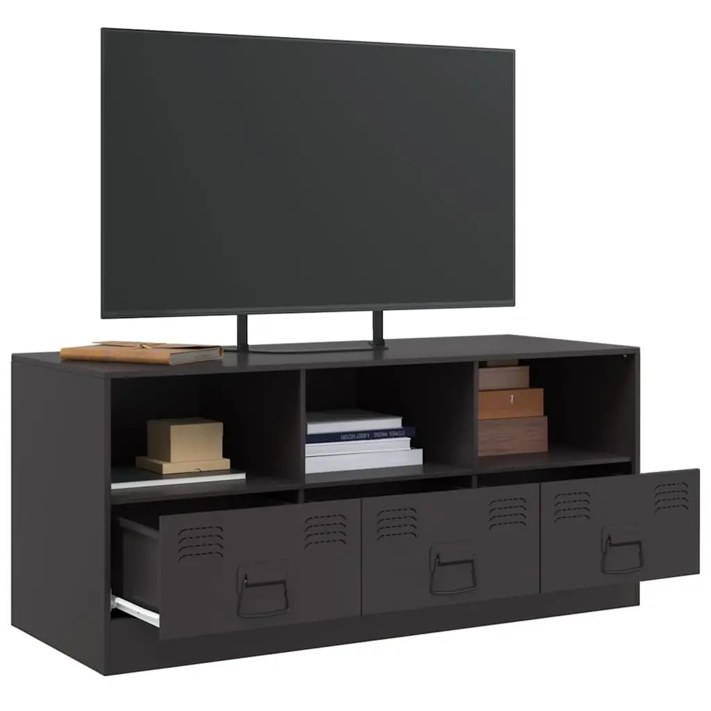 TV Cabinet Cold-Rolled Steel 99x39x44 cm Black Storage Unit Media Console