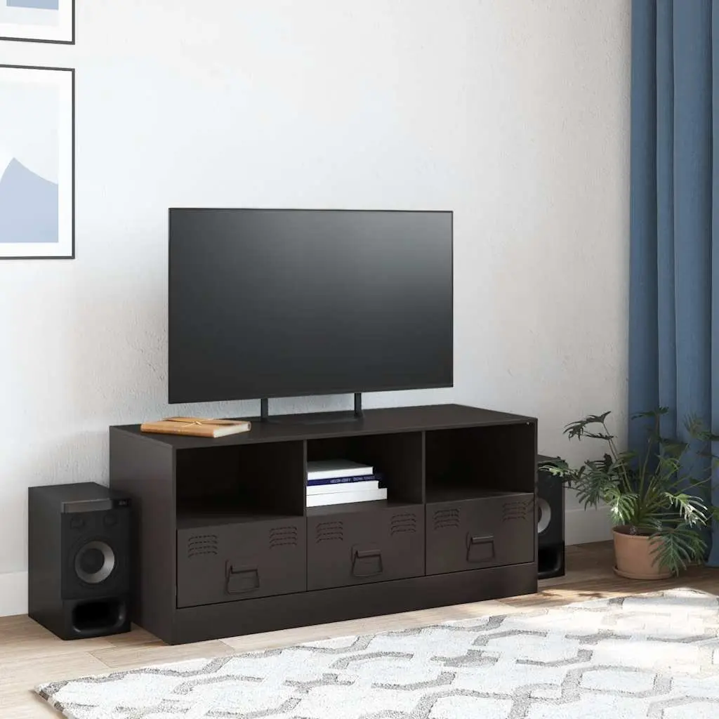 TV Cabinet Cold-Rolled Steel 99x39x44 cm Black Storage Unit Media Console