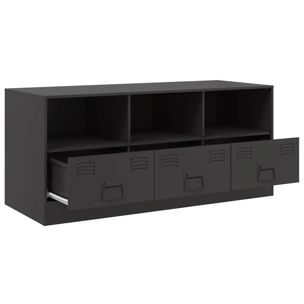 TV Cabinet Cold-Rolled Steel 99x39x44 cm Black Storage Unit Media Console