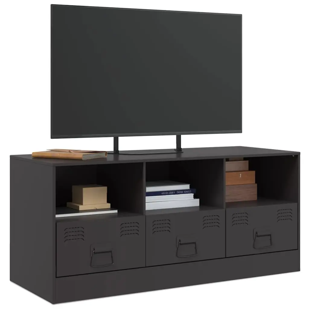 TV Cabinet Cold-Rolled Steel 99x39x44 cm Black Storage Unit Media Console